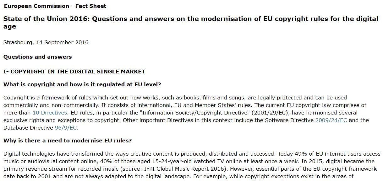авторското право в интернет, EC copyright rules for the digital age