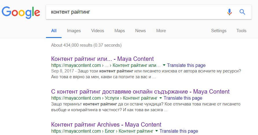 SEO - Google - SERP - контент райтинг